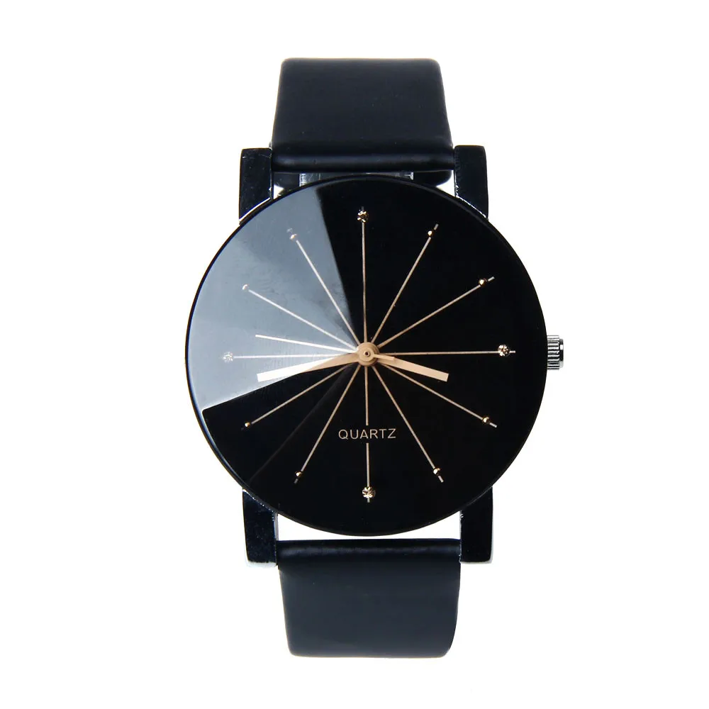 Креативные кожаные часы, роскошные классические наручные часы, модные черные кожаные повседневные Простые кварцевые наручные часы, часы для пары