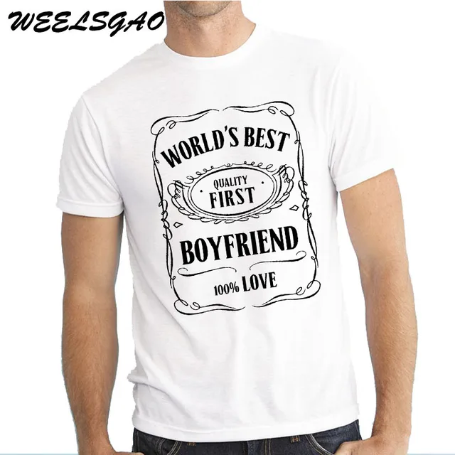 WEELSGAO Worlds Best Boyfriend Birthday Anniversary Letter T Shirt Men