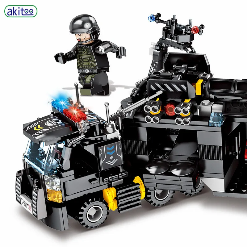 Akitoo DIY Team 27 ändern 8 in 3 Black Hawk spezielle auto kleine partikel bausteine puzzle montiert spielzeug #1205