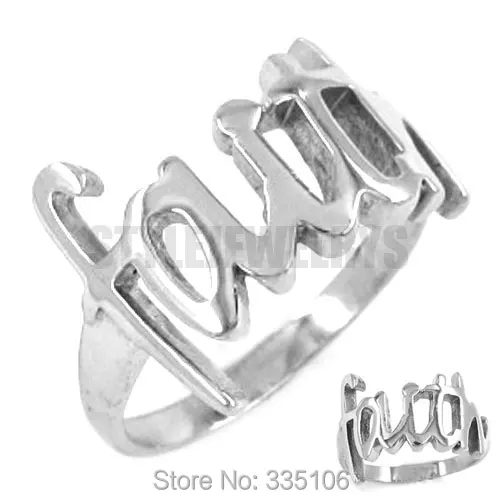 free shipping faith ring letters ring stainless steel jewelry biker letter rings