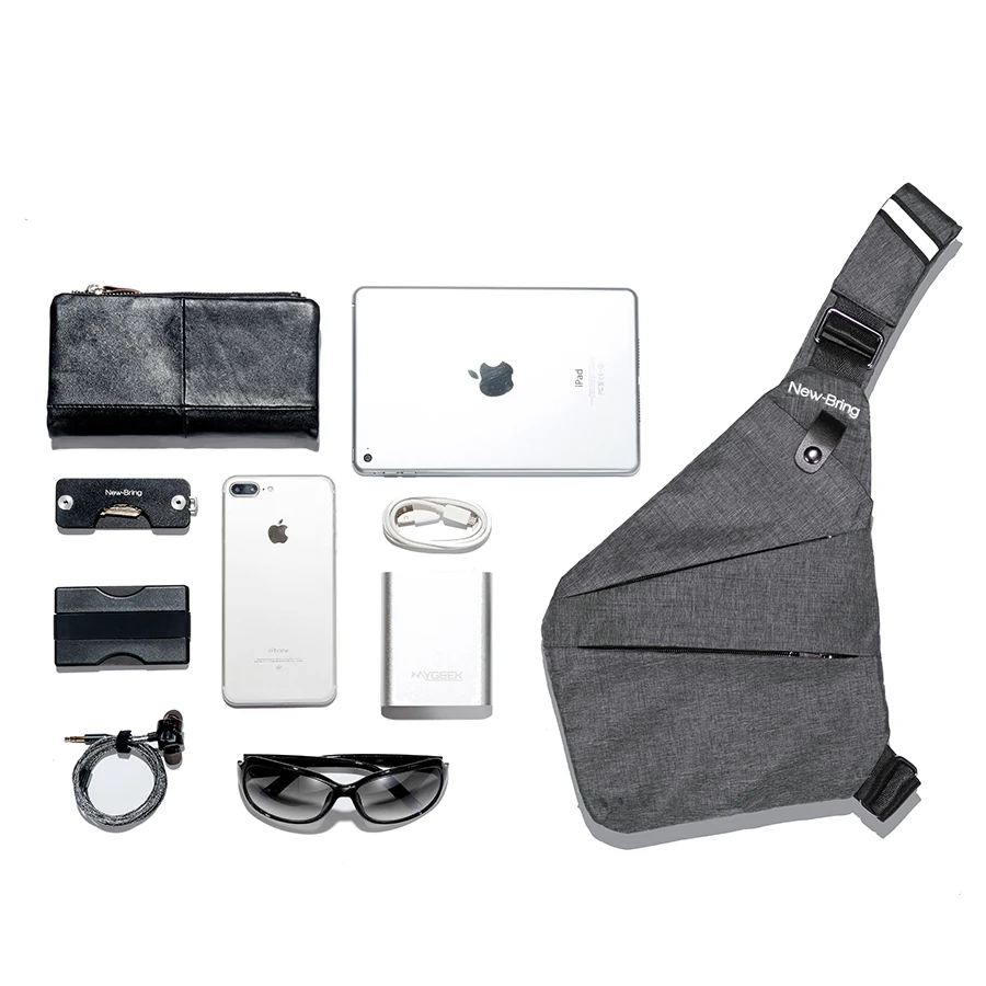 Black Single Shoulder Bags for Men Waterproof Nylon Crossbody bags Male Anti-theft Chest Bag