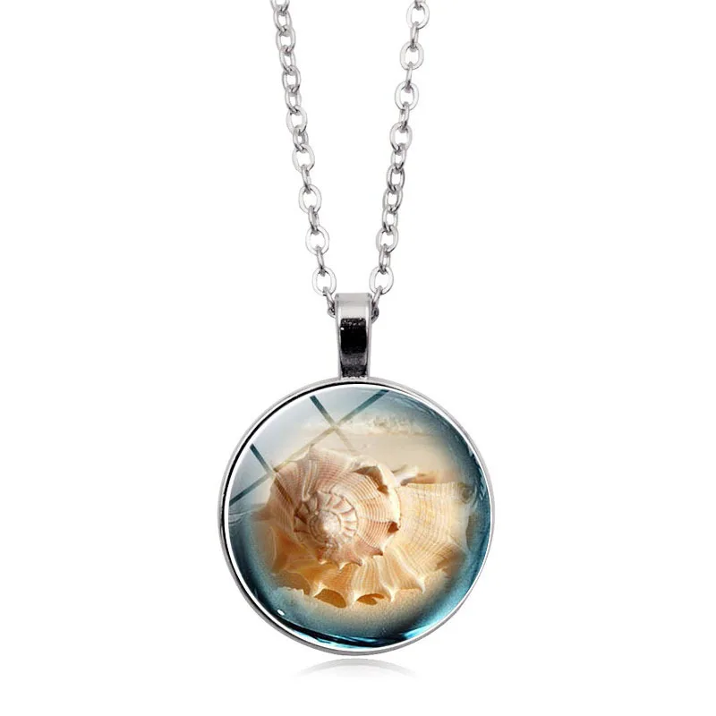 

G.YCX Starfish Seashell Choker Necklace Transparent Floating Pendant Ibiza Necklace Stainless steel Beach Couple Lover Gifts