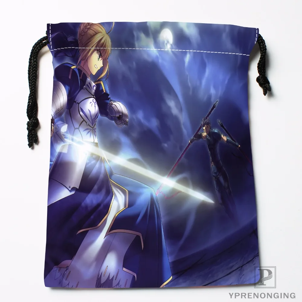 Custom Saber Fate stay night Drawstring Bags Travel Storage Mini Pouch Swim Hiking Toy Bag Size