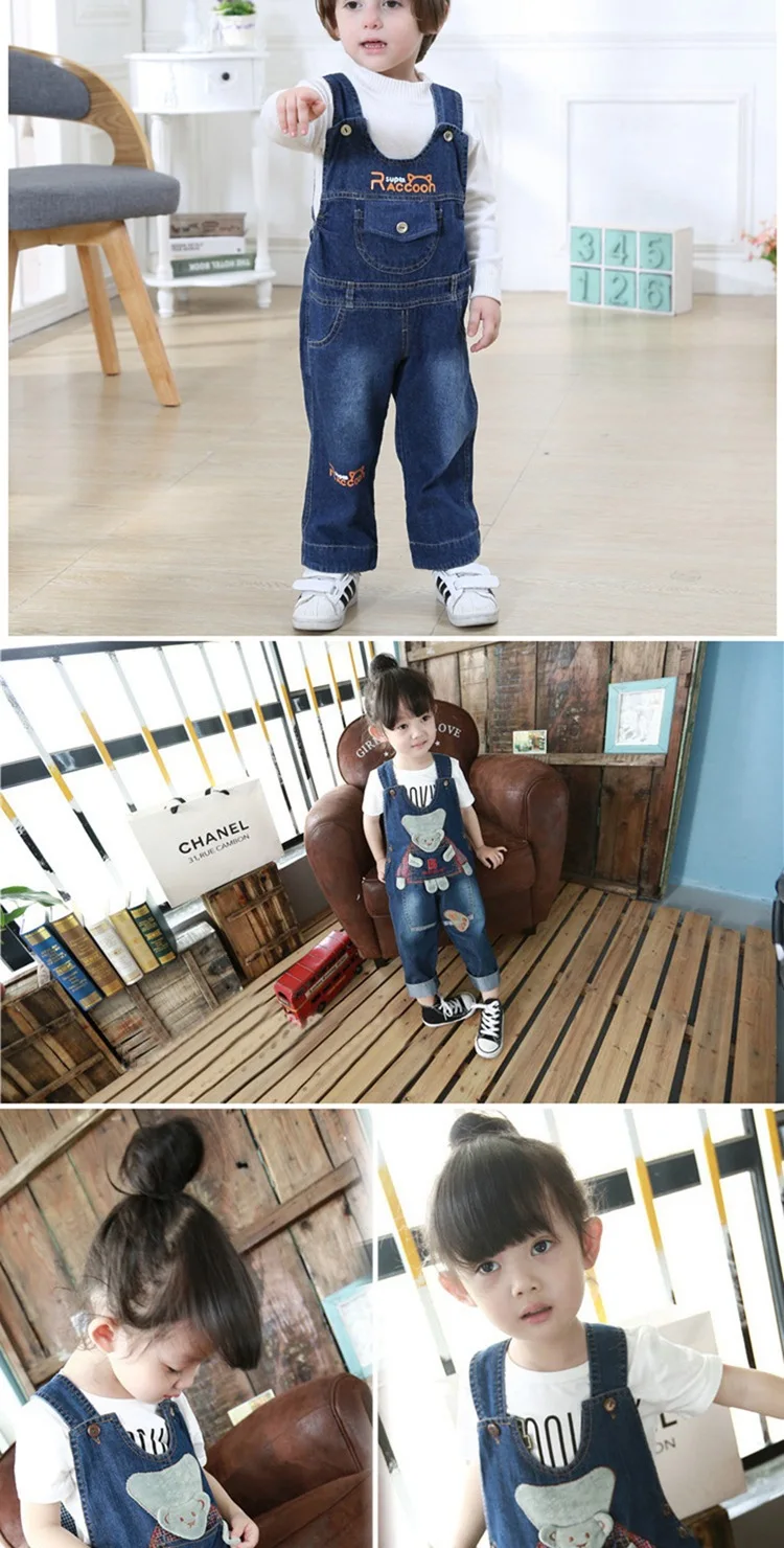 Infant Rompers baby pants denim overalls children spring braces Kids bebe pants boys girls trousers for toddler longs jeans (8)