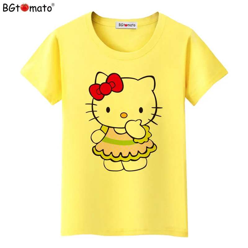 BGtomato hello kitty, милые футболки с героями мультфильмов, женская летняя классная одежда, брендовые Топы хорошего качества, удобные повседневные рубашки - Цвет: 15