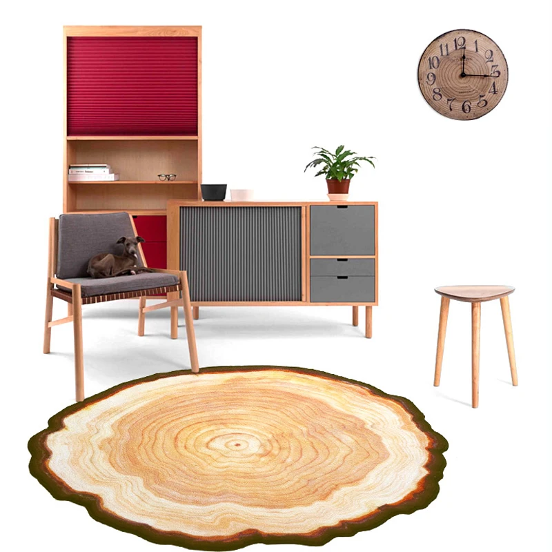 Antique Wood Tree Annual Ring Round 3D Carpet for Bedroom Computer Chair Area Rugs Kids Bedroom Play Mat Coffee Table Mats