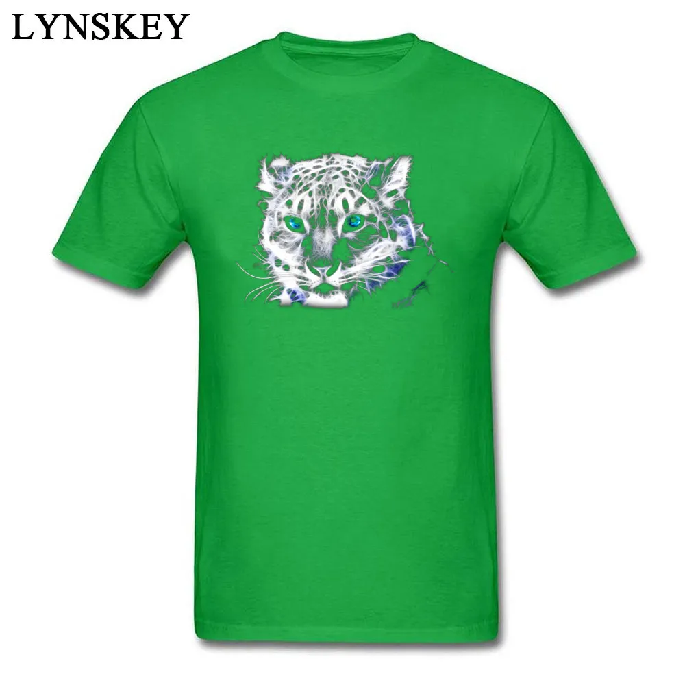 Casual Men's Snow Leopard Fractal T-shirts Coupons Summer Autumn Short Sleeve Round Collar 100% Cotton Tops T Shirt Printing Tee-Shirts Snow Leopard Fractal green