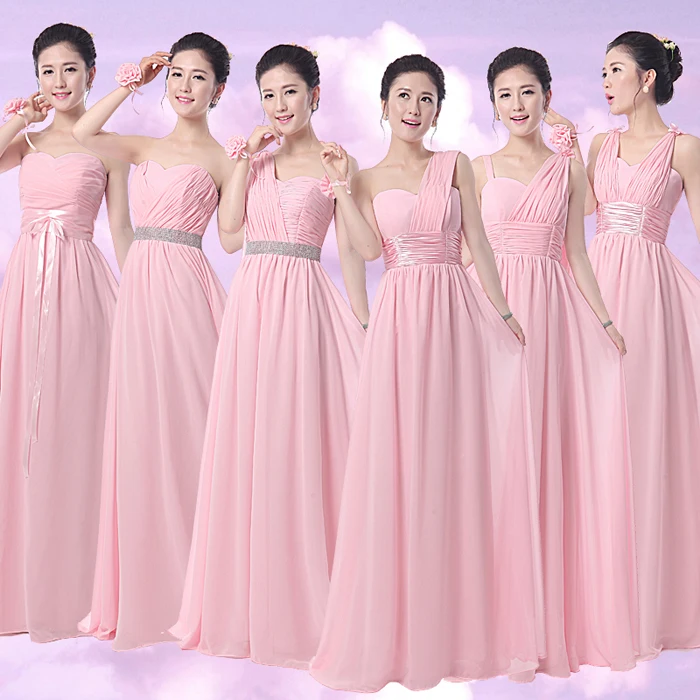 6 Design One Shouder Strapless Wedding Sister Party Dresses Y 6 Design One Shouder Strapless Wedding Sister Party Dresses Y Open The Shoulder Chiffon Long Pink Bridesmaid In From Weddings