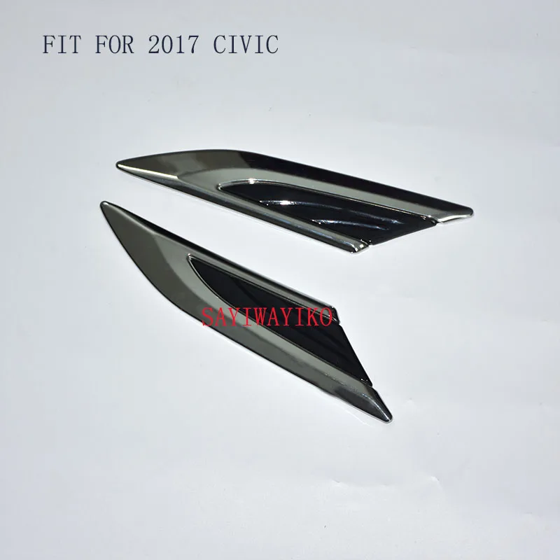 

CAR STYLING 2 x Side Body Marker Fender Air Wing Vent Trims matte black Trim Pattern FIT For 2016 2017 2018 10th Honda Civic