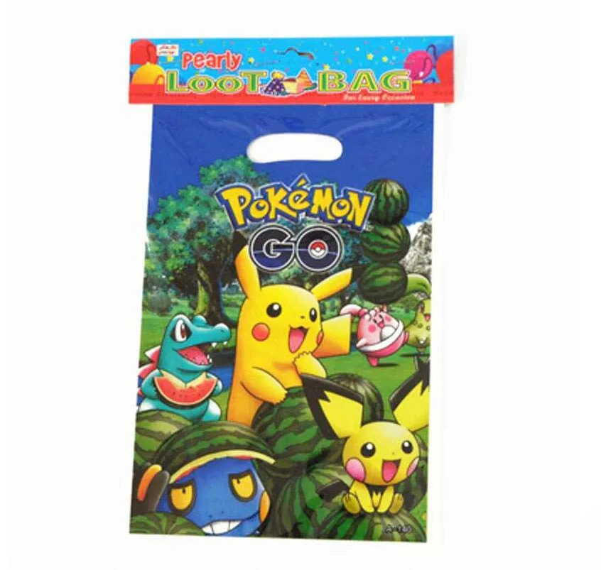 20pcs 25*15.5cm Pokemon Go Plastic Gift Bags for Kids Birthday Party