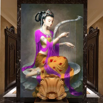 

Entrance Hotel Villa ktv Decoration Yoga Room Club House Mural Wallpaper Dunhuang Flying Ladies Wallpaper