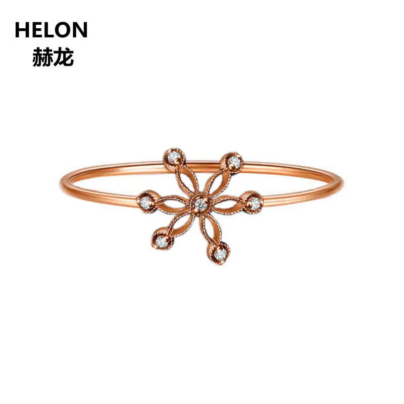 

Solid 10k Rose Gold Natural Diamonds Engagement Ring for Women Certified Diamonds Wedding Band Art Deco Office Career Style Ring