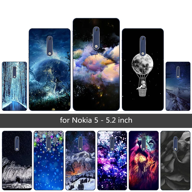 Case for Nokia 5 Back Cover 5.2 Inch Silicone Soft TPU Snowflake Printing Nokia5 Cases Coque Bag Shell |