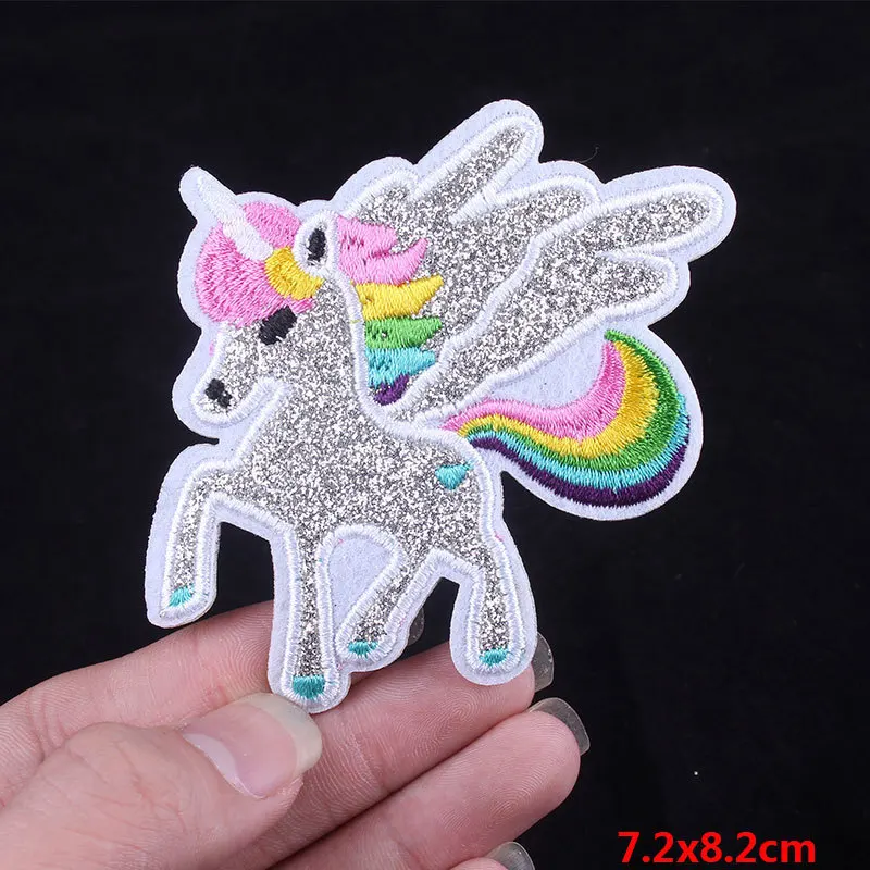 

Pulaqi Glittering Embroidered Unicorn Patches For Clothing Iron On Patches F