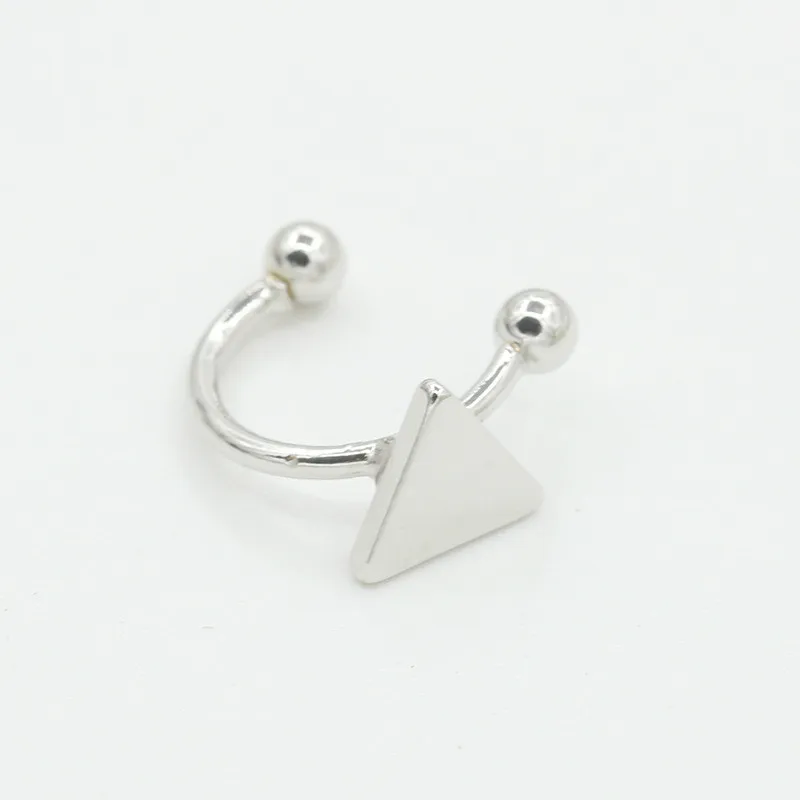 1 шт.,, модные серьги без пирсинга в виде звезды луны сердца треугольник клипса для женщин, простые Стильные Серьги-каффы, подарки - Окраска металла: Triangle Silver