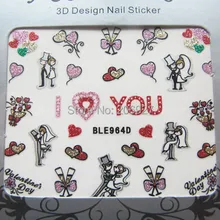 2 шт BLE964D дизайн ногтей милый Блеск День Святого Валентина стикер для дизайна ногтей