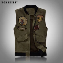 ROKEDISS Men’s Denim Vest Male Light Color Slim Fit Sleeveless Jackets Men Jeans Waistcoat Hole Washed Cowboy Brand Clothing