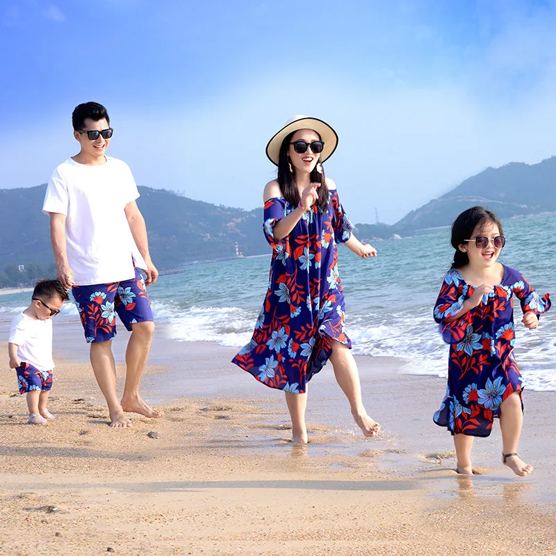 

Floral Couple Family Matching Clothes Mum Mom and Daughter Wedding Dress Mother Son Outfits Father and Son Mini Me Shirts Pant