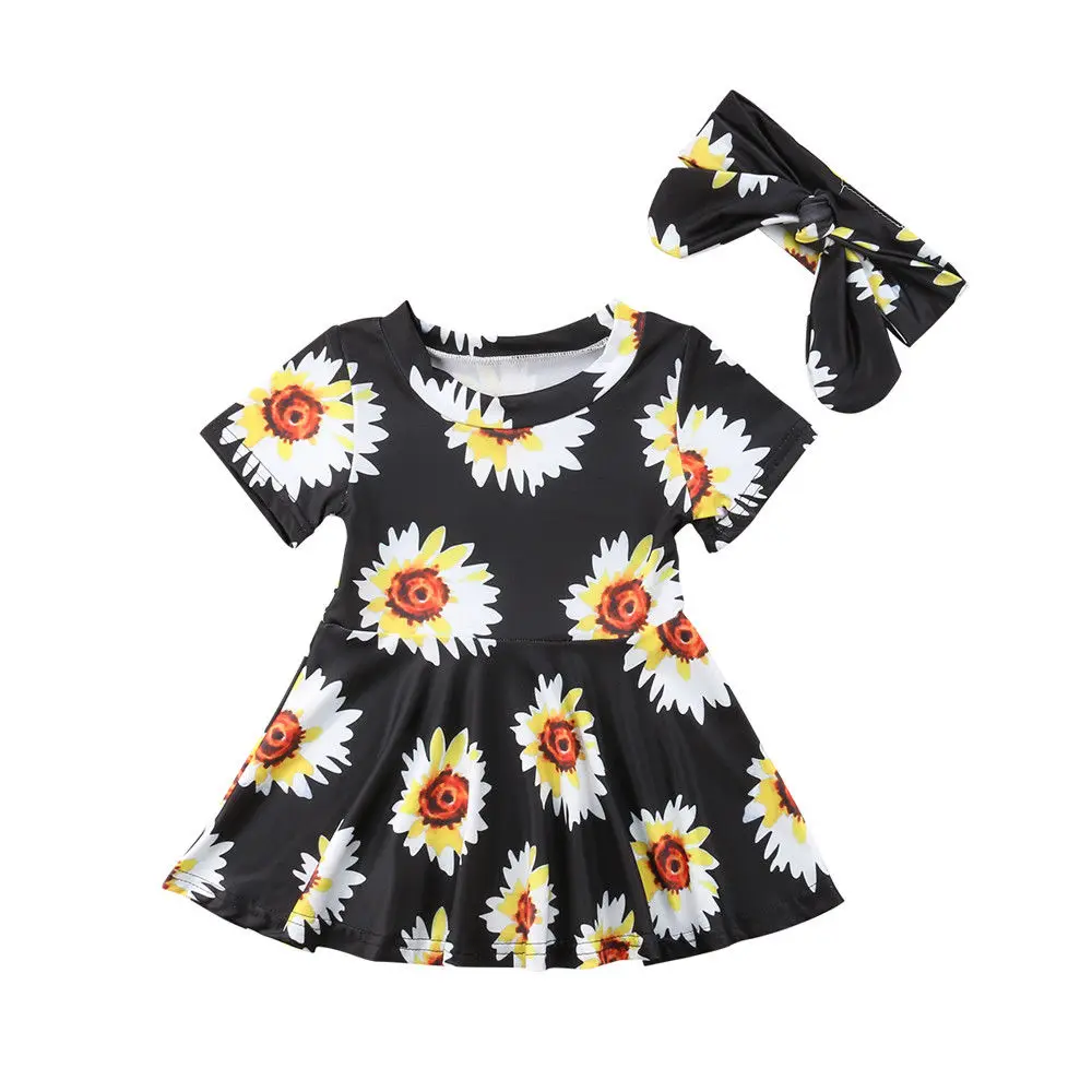 Sunflower Newborn Baby Dress 2018 Princess Toddler Baby Girl A line