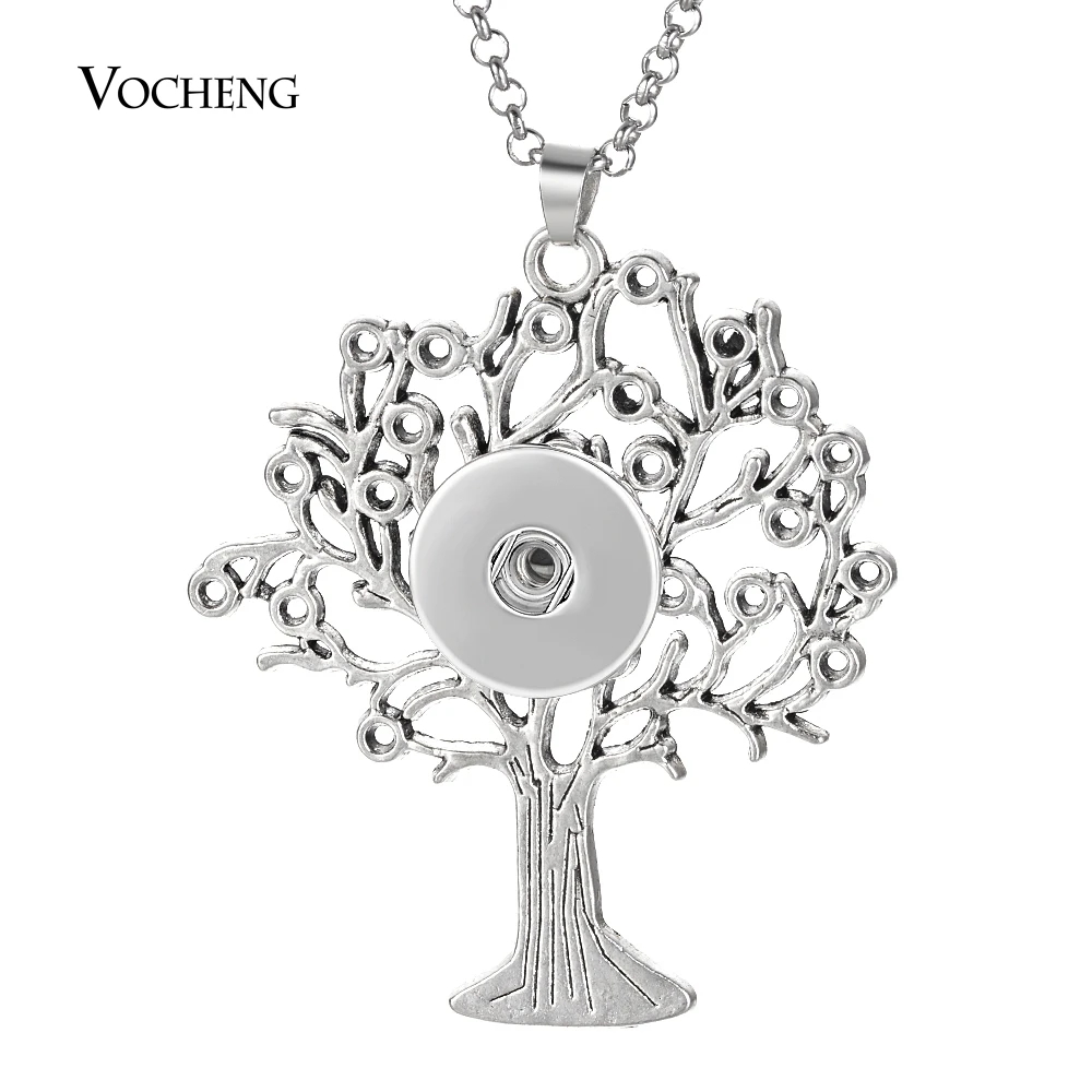 

Vocheng Ginger Snap Button Necklace Family Tree Pendant fit 18mm snaps with Stainless Steel Chain NN-672*10