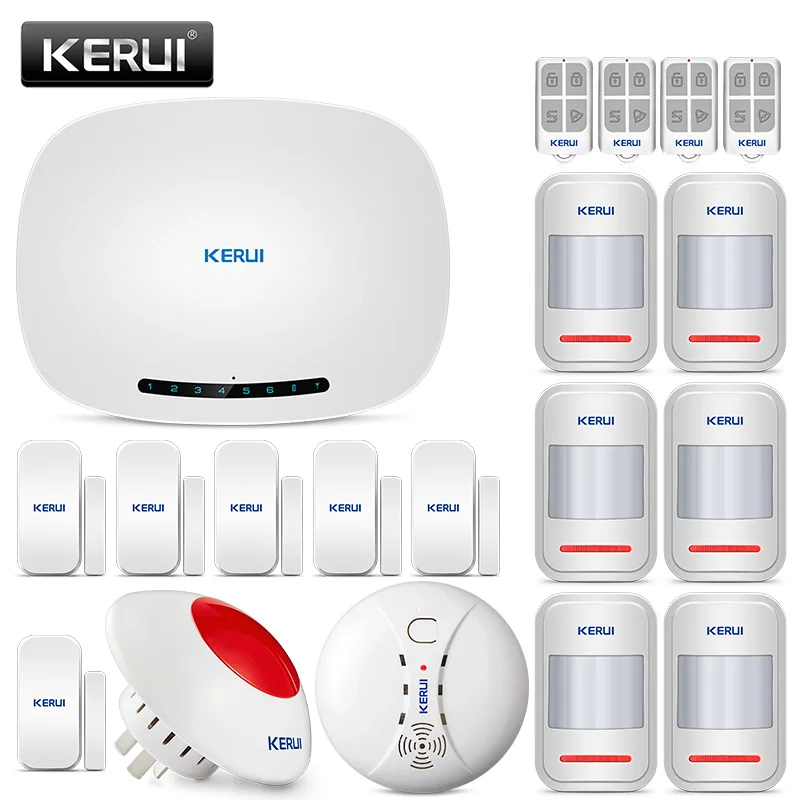 

KERUI W19 Home Security Alarm System Wireless GSM Burglar Warehouse Fire Smoke Alarm Kits Android IOS APP Remote Control