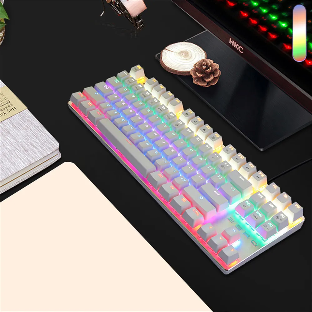 

87 Key Mechanical Keyboard Colorful Backlit USB Wired Keypad Men Multifunction Gaming Keyboard for Office Home Laptop Desktop PC