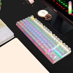 87 клавишная механическая клавиатура с красочной подсветкой USB Проводная клавиатура Мужская многоцелевая игровая клавиатура для офиса