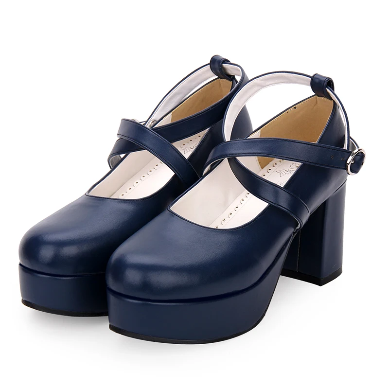 Imprimir Fiesta 47 Flock Cosplay Chica Blue Cm Mano 8 Alto Tacón 33 Negro Hecho Princesa dark Señora Mujer black Las A Angelical De white Bombas Mori Lolita Zapatos Mujeres Vestido dHw1qd
