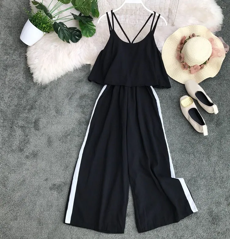 2019 Summer New Korean Women's Loose Casual Wide Leg Jumpsuits Women Sexy Overalls 2019 Summer New Korean Women's Loose Casual Wide Leg Jumpsuits Women Sexy Overalls