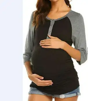 

Fashionable special three quarter sleeve gored women maternity lactational T-shirt top
