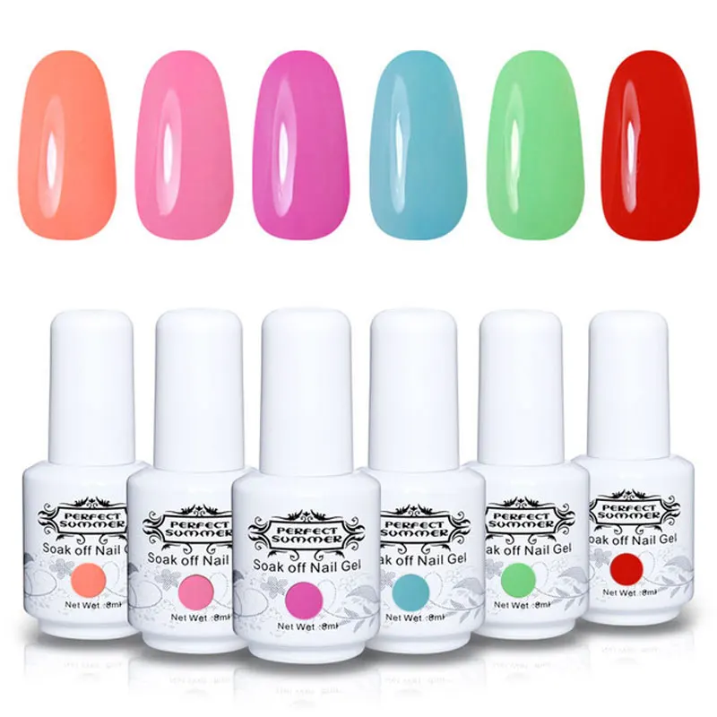 

Perfect Summer Glitter Gel Varnish Set 6 Bottles 8ml 240 Color Gel Nail Polish Nail Art Gel LED UV Soak off Nail Gel Polish