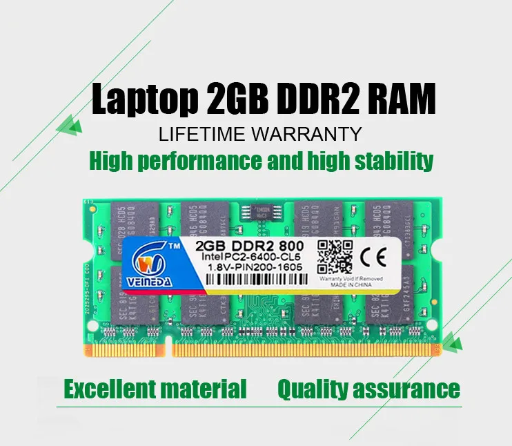 VEINEDA Sodimm DDR2 2 ГБ/4 ГБ/667 ddr2 ноутбук Память RAM DDR 2 PC2-5300 совместимость 800 МГц для Intel amd mobo