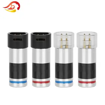 

QYFANG 1 Pair 2Pin Earphone Plug Wire Connector Silver Audio Jack Socket For IE8 IE8I IE80 Headset Carbon Fiber Splice Adapter