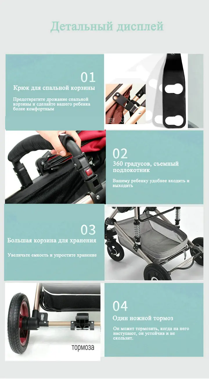 Wisesonle/детская коляска с высоким пейзажем, может лежать, для детей 0-3 лет, двусторонний амортизатор, одна кнопка, чтобы собрать автомобиль для новорожденных