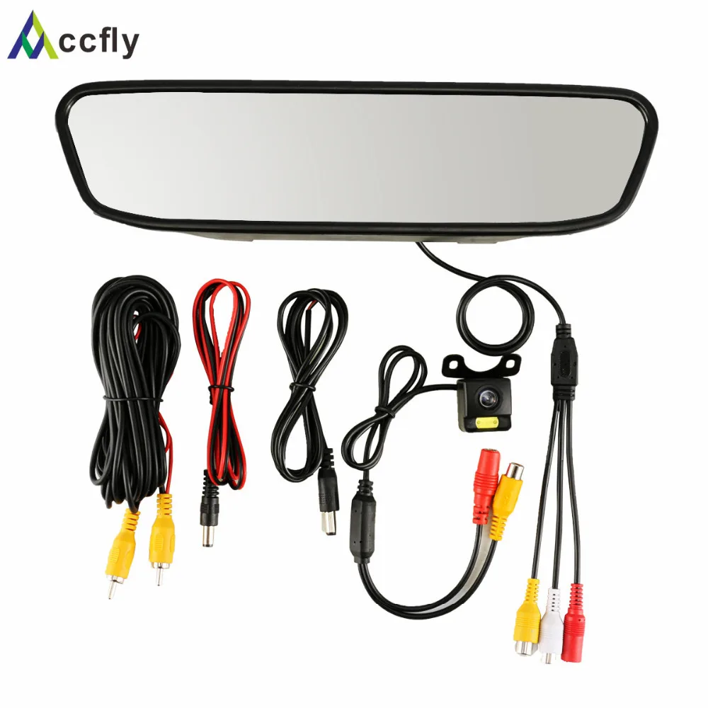 Accfly автомобильная система датчиков для парковки 4 Датчик парковки камера заднего вида Водонепроницаемая с 4,3 дюймовым монитором автомобильного Зеркала