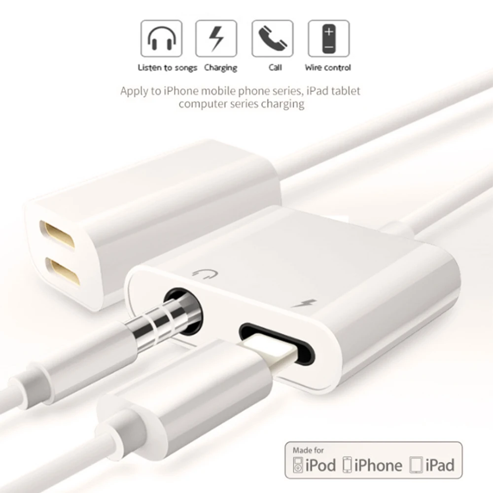 Adaptador de Audio Para for iphone 7 8 AUX Telefone Fone