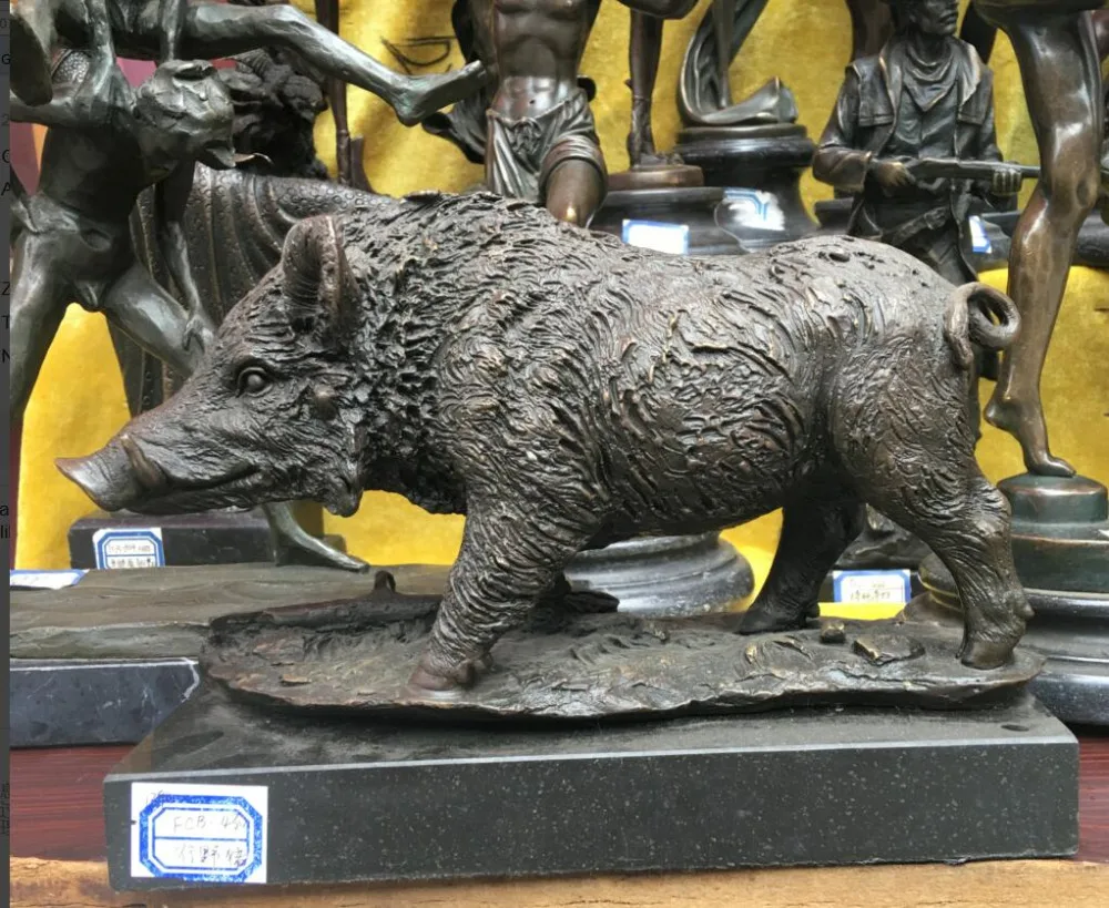 

Signed Barye Wild Hunting Dogs attacking Boar Bronze Art Deco Sculpture LARGE
