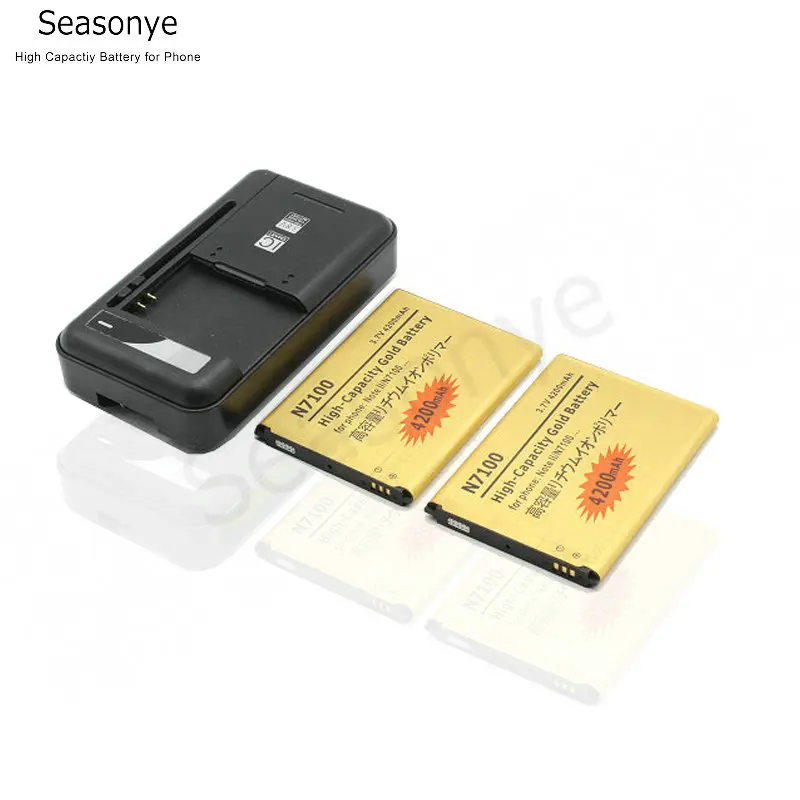 

Seasonye 2x 4200mAh EB595675LU Gold Replacement Battery + Universal Charger For Samsung Galaxy Note 2 II Note2 N7100 N7105 N7102