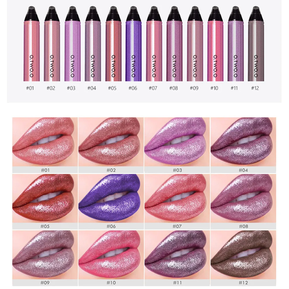 

O.TWO.O Lip Gloss Professional 12Colors Waterproof Long Lasting Liquid Velvet Matte Lipstick Multicolor Makeup Lip Gloss 19L0510