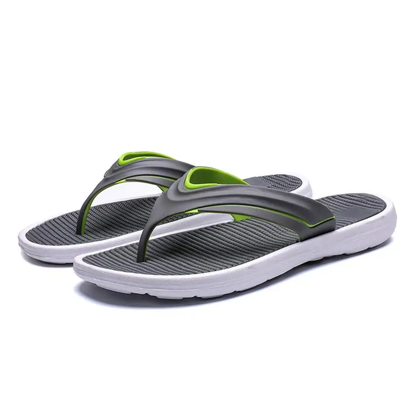 Мужские вьетнамки летние мужские новые стильные мягкие резиновые туфли уличные пляжные мужские тапочки Массажная Мужская водонепроницаемая обувь - Цвет: grey green