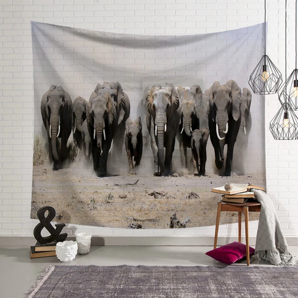 

HD Indian Animal Tapestry Wall Hanging Elephant Printed Wall Carpet Bohemian Polyester Home Decor Bedspread Sheet Beach Towel