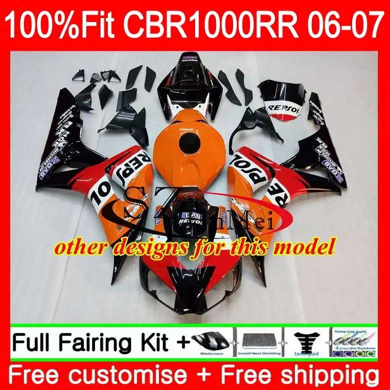 Впрыска тела для HONDA CBR 1000 RR 06 07 CBR 1000RR BACARDI летучие мыши 60SH7 CBR1000RR 06 07 CBR1000 RR 2006 2007 OEM обтекатели комплект