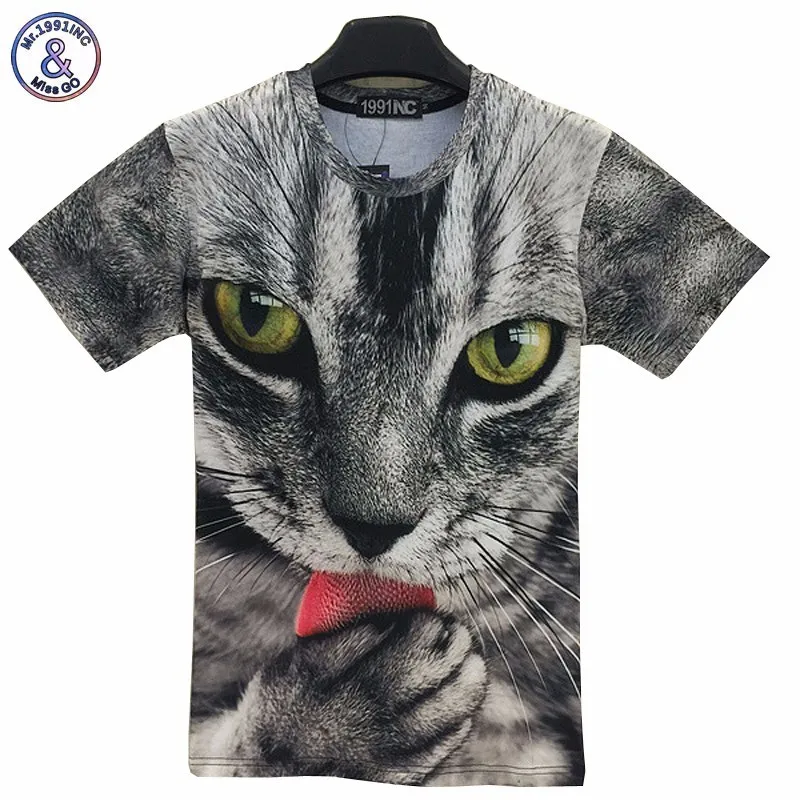 Mr.1991INC Cats T Shirt Men Funny Cat 3d Printing Hip Hop Casual O Neck ...