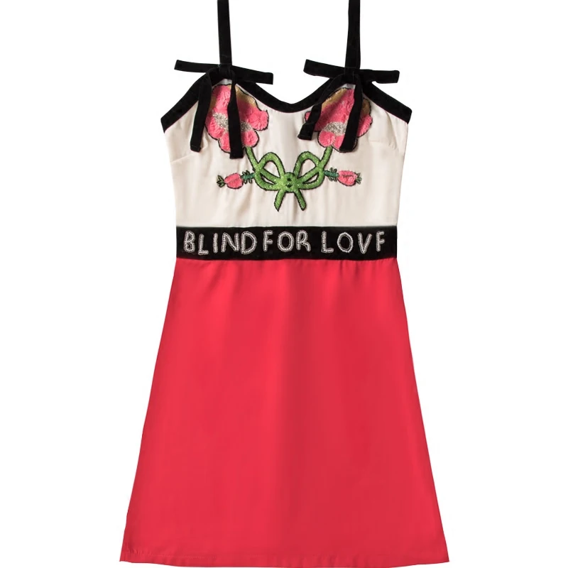 

Newest Runway Women's Dresses Luxury Beading Letter Sequined Sexy Strap Mini Dress 2019 Summer Designer Feminine Dress Patchwork