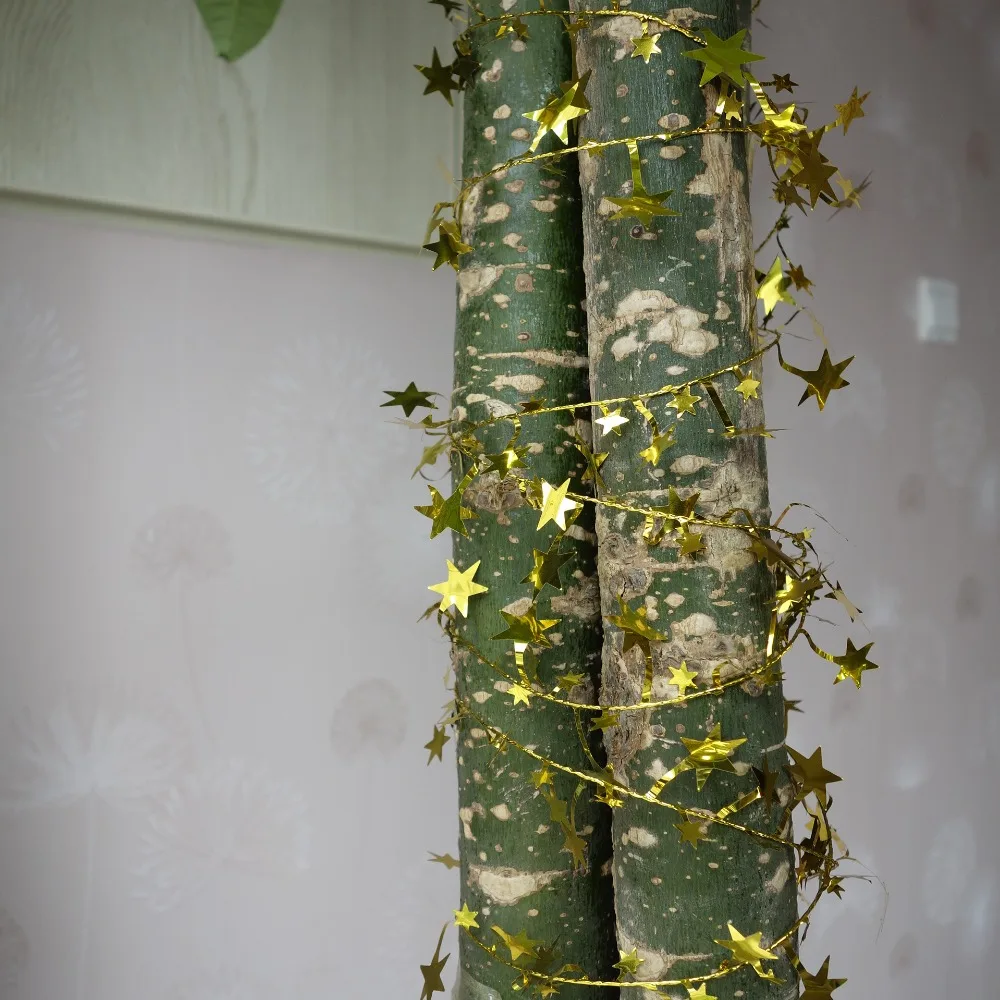 Металлическая звезда мишура гирлянда провода высечки звезда гирлянда на Рождественское дерево украшения Свадебные DIY ремесла вечерние поставки 7,5 метров