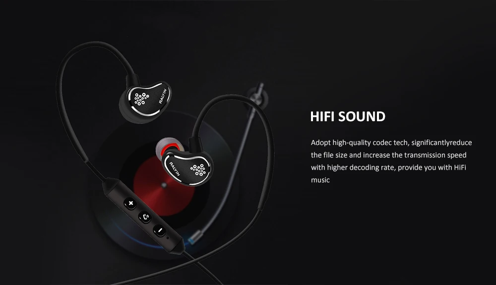 Rylin HF3 наушники-вкладыши Bluetooth HiFi Спортивные Беспроводные наушники IPX4 водонепроницаемые с микрофоном и встроенным управлением