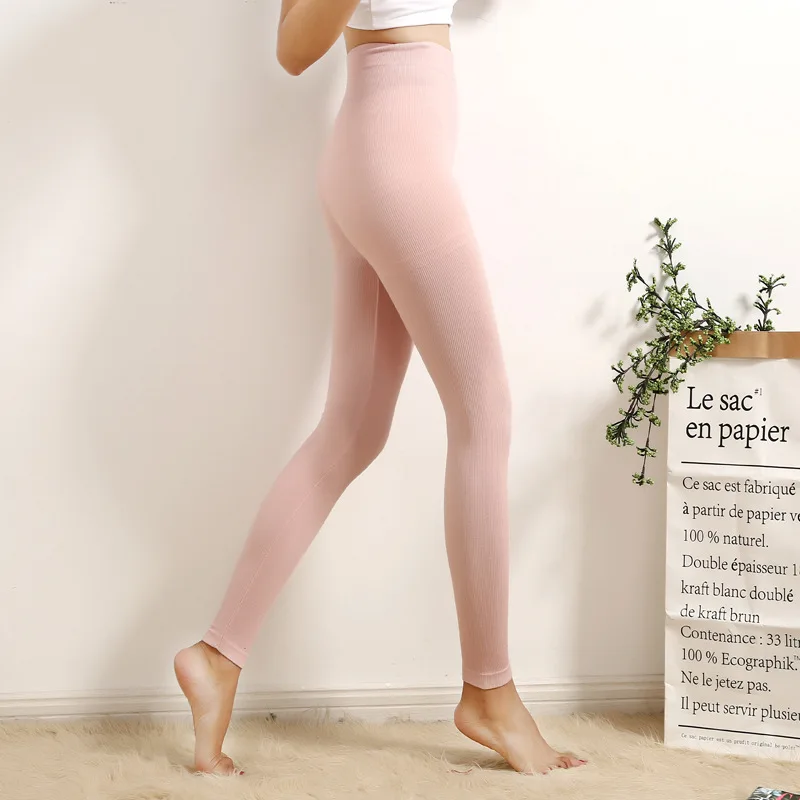 Winter Women Leggings Thermal Bottoms Sleep Bottoms Solid High-Rise Rib Stretchy Elastic Waist ropa mujer invierno B88191