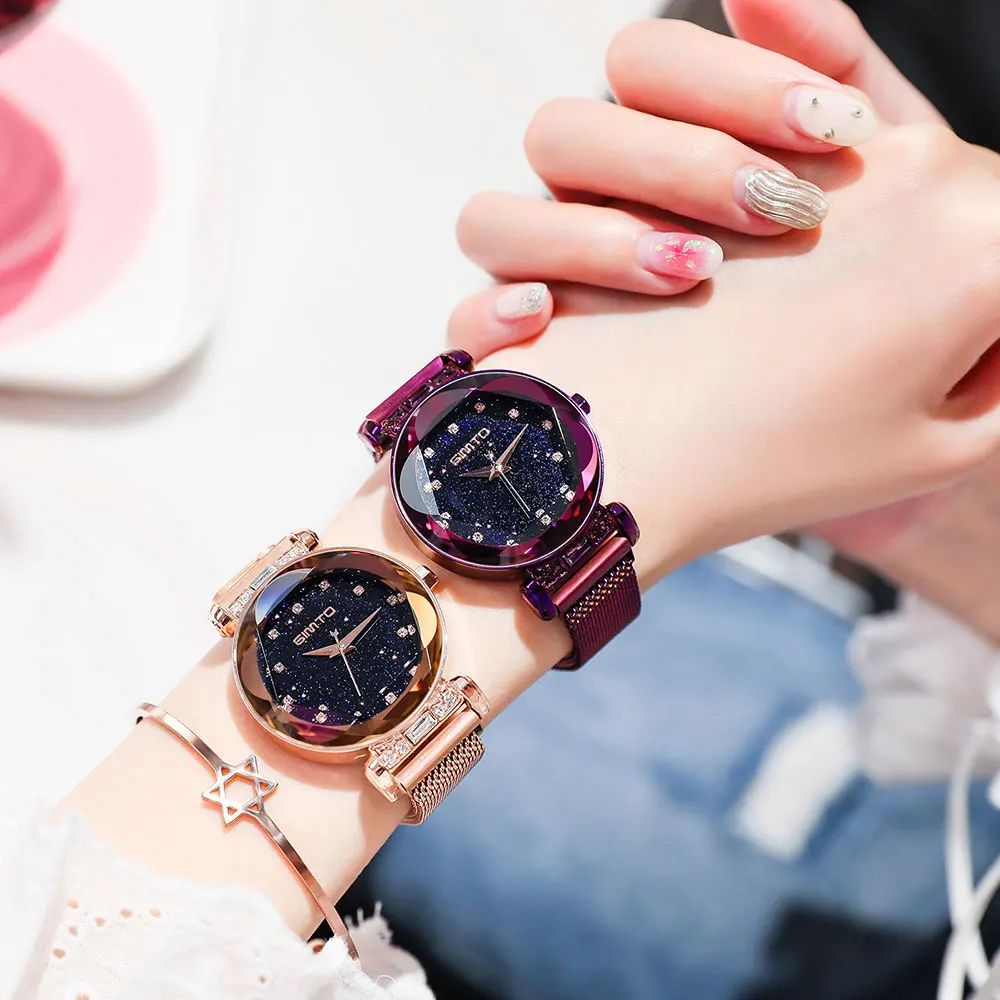 

2018 Starry Sky Rhinestone Women Watches Luxury Brand Gold Bracelet Quartz Ladies Watch Casual Waterproof Clock relogio feminino