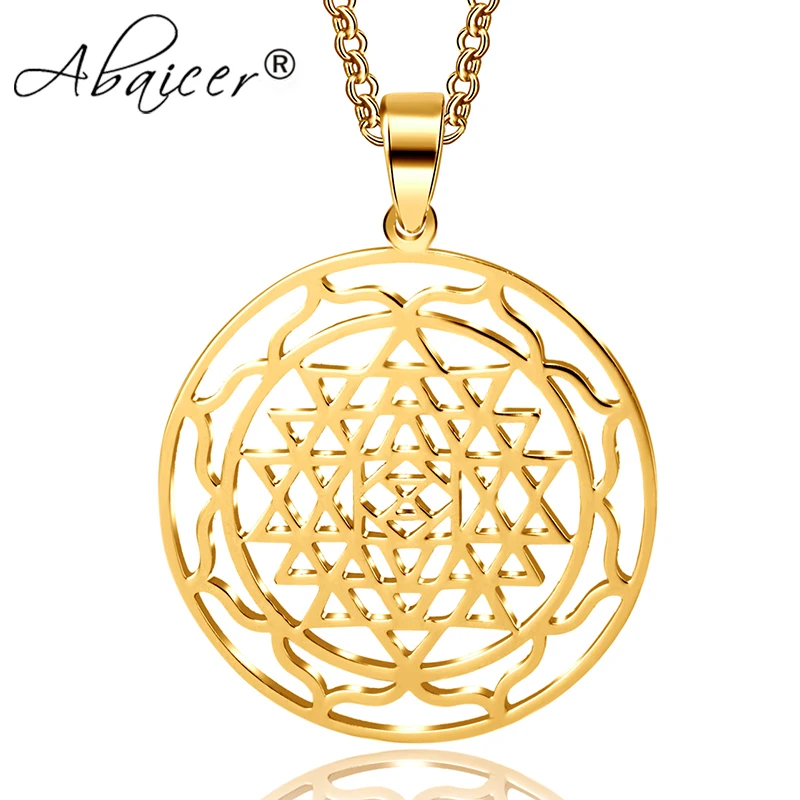 Abaicer-буддийская Шри-Янтра ювелирные изделия ожерелья& подвески из нержавеющей стали