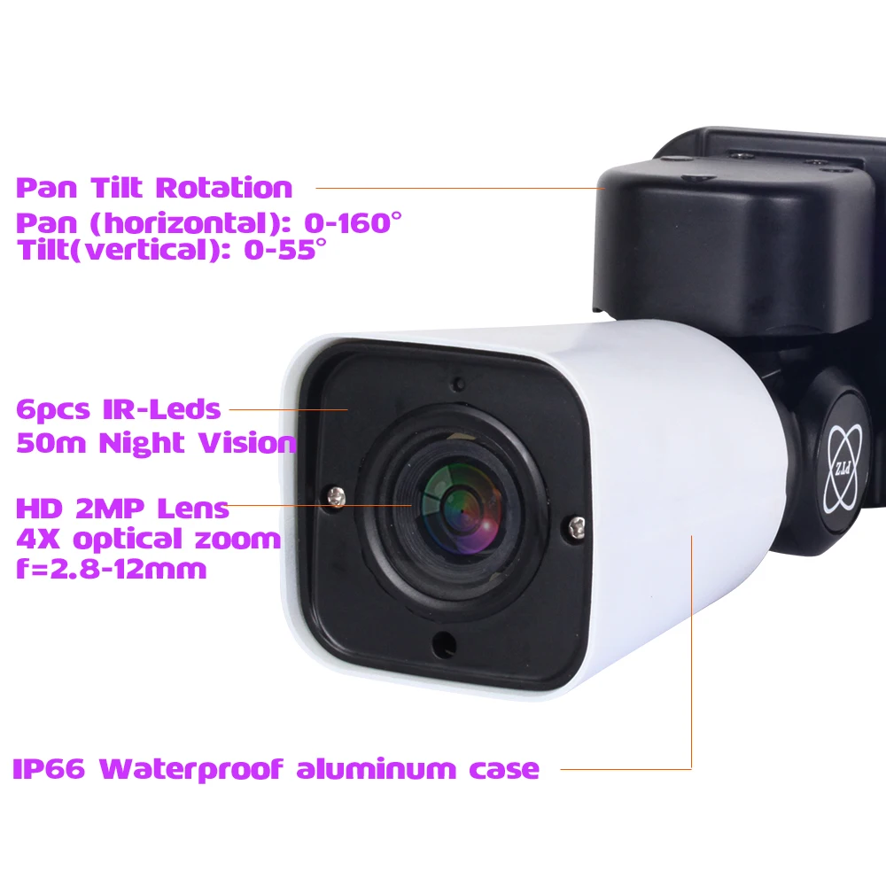 US $59.99 4x Zoom Full Hd 2mp Sony323 Pan Tilt Rotate 1080p Ahd Bullet Ptz Camera Waterproof Ir 50m Ahd Cvi Tvi Cvbs 4in1 Coaxial Control